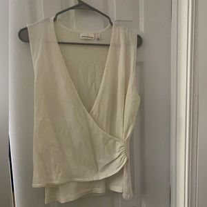 Cream wrap top. Sz L. John Paul Richard. Worn once. EUC.